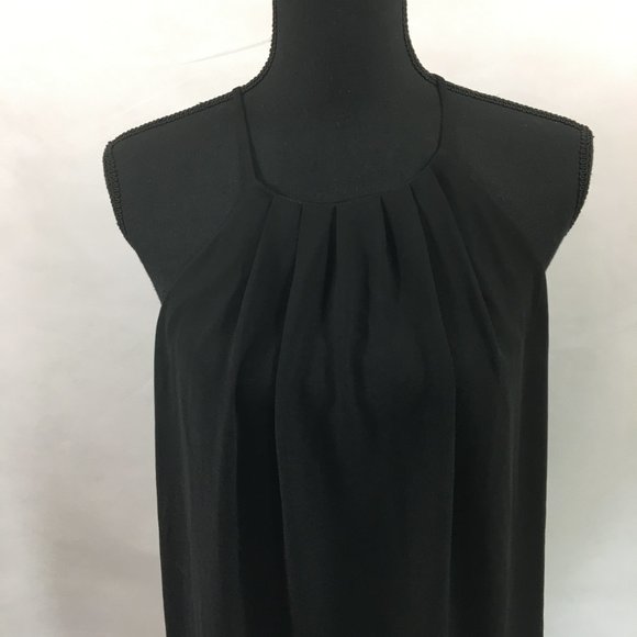 women's monteau BLACK DRESS tunic lace hem size M - Picture 2 of 11